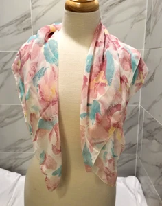 Bufanda Vintage Años 80 Mademoiselle Rosa Floral Poliéster 30x30" Prístina YK - Imagen 1 de 6