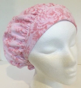 Small Flannel Pink Rose Scrub Hat Bouffant Medical Surgery Hat Dental - Picture 1 of 4