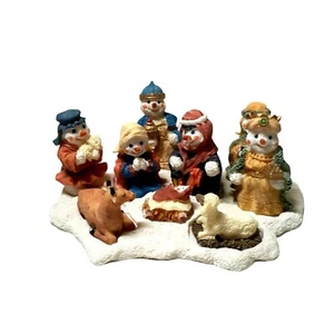 Resin Nativity Set Figurines on Base Mary Joseph Baby Jesus Wiremen Animals - Picture 1 of 6