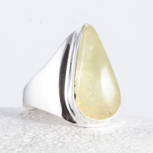 Wunderschöner Silber Ring, Siegelring, Prehnit Stein, Hellgrün, Tropfen, 61 - Bild 1 von 4