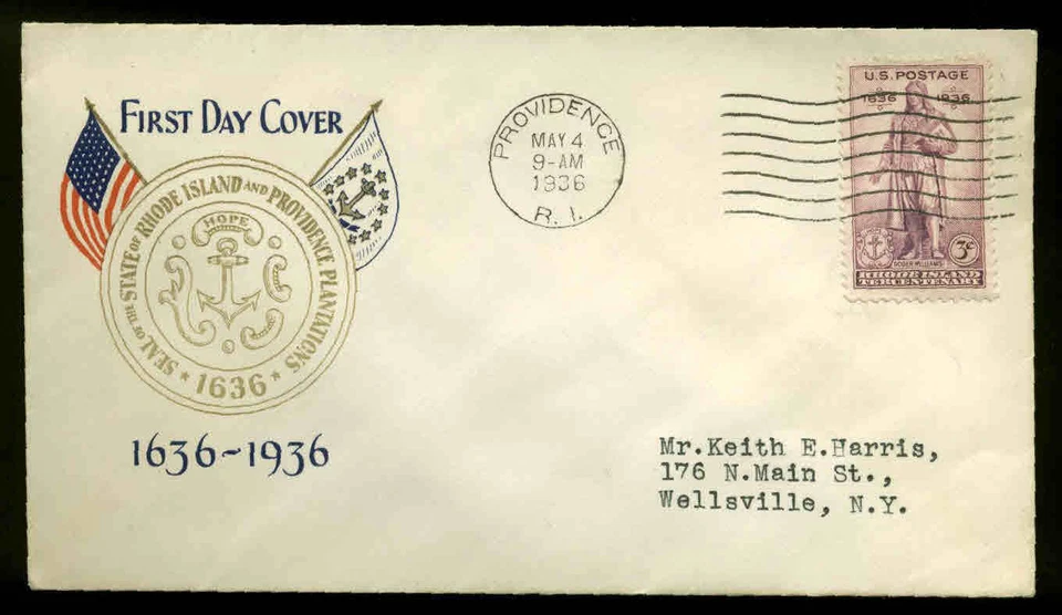 777 RHODE ISLAND FDC PROVIDENCE, RI PLANTY #P72 1st PLIMPTON GOLD SEAL CACHET - Image 1 of 1