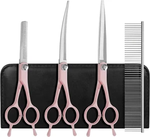 Profi Hundepflegescheren Set, 5 in 1 Hundepflegescheren Set, gebogen - Bild 1 von 14