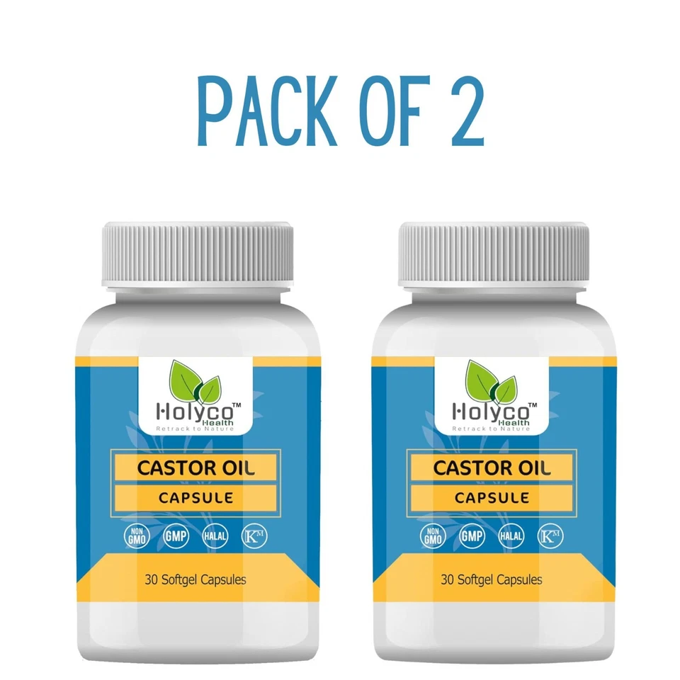 Pure Cold-Pressed Castor Oil Softgels Capsules | Hexane- 100 Natural