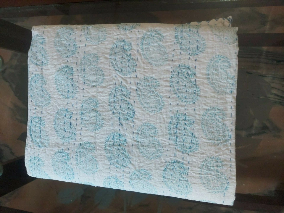 Colcha KANTHA COLCHA ALGODÓN HECHA A MANO BLOQUE MANTA INDIA TALLA QUEEN`LOCA... Foto 1 de 4
