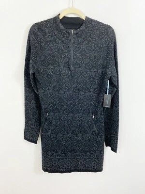 NUEVO Vestido Suéter Cynthia Rowley Negro Paisley Talla Mediana Uso Activo Cremallera Foto 1 de 4