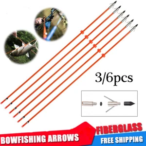  32inX 3/6pz Tiro con l'arco Frecce da Pesca Arco Solido Pesca Teste Larghe Scivolo di Sicurezza - Foto 1 di 5