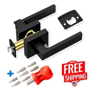 Sichtschutz Türhebel schwarz Innentürgriffe Eingangsschlösser + 6 in 1 Schraubendreher - Bild 1 von 9