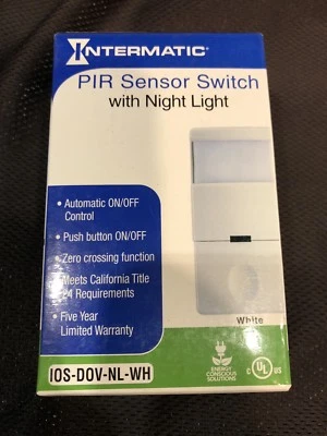 Intermatic IOS-DSIMF-WH Decorator PIR Occupancy Sensor with Slide On/Off Button - Image 1 of 2