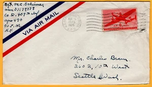 APO 165 29. August 1945 Frankreich, Ret.Ad. APO 470 Co. D 429th Infantry, mit Brief - Bild 1 von 1