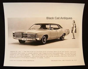 Original 1968/69 Ford Of Canada News B/W Glossy Photo Ford LTD Four-Door Hardtop - Picture 1 of 1