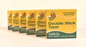 Lot of 6 Duck Permanent Double-Stick 2-Sided Adhesive Tape Core Clear .5" x 75' - Picture 1 of 4