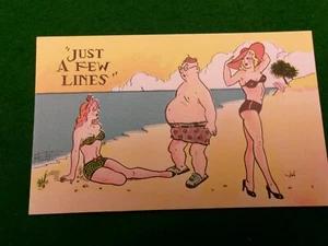 50er Jahre Comic Postkarte "NUR EIN PAAR ZEILEN" Beach Babe Szene #2954 - Bild 1 von 2