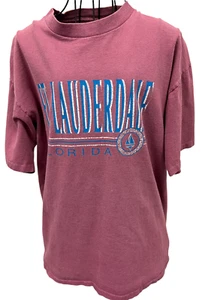 Vintage Fort Lauderdale Florida T Shirt Single Stitch Oneita Size Large Pink - Picture 1 of 6
