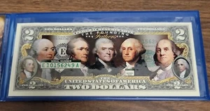 The Founding Fathers Commemorative Bank Note on Modern $2 Note .. - Picture 1 of 3