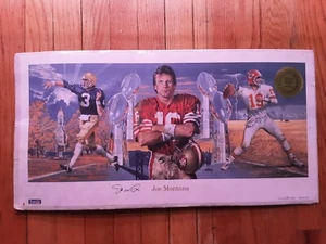 1995 Joe Montana Signed Lithograph MC Collectables Cheifs 49ers Notre Dame READ - Picture 1 of 14