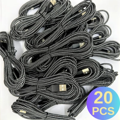 20-PACK Braided USB C Type-C Fast Charging Data SYNC Charger Cable Cord 10FT Lot - Image 1 of 4