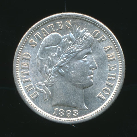 1893-S BARBER SILVER DIME 10C ~ UNCIRCULATED ~ SHIPS FREE! Cover