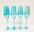 NEW SET OF 4 ARTLAND IRIDESCENT PEARL AQUA BLUE LUSTER CHAMPAGNE GLASS,FLUTE