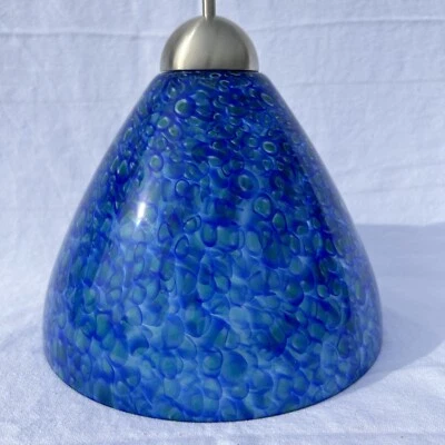 LBL/Tech Lighting Cobalt Blue Green Italian Murano Glass Double Pendant Fixture - Image 1 of 4