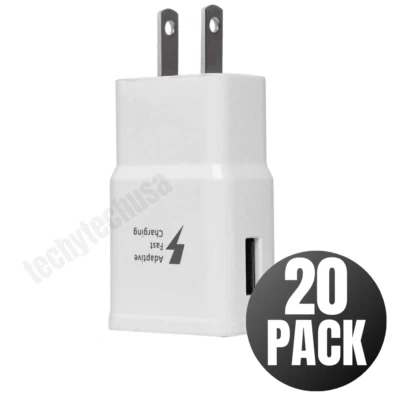 Lote de 20 piezas adaptable rápido cargador de pared USB bloque adaptador de corriente para Samsung S20 S21 Foto 1 de 4