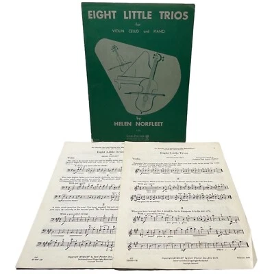 Eight Little Trios Vintage Sheet Music Violin Cello Piano Helen Norfleet 1958 - Image 1 of 4