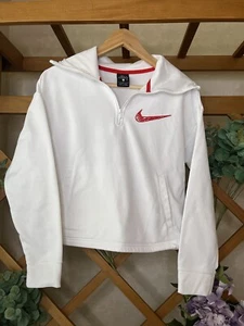 Nike Youth White Sweater Sz L (adult XXS) Great Condition Red Logo - Picture 1 of 5