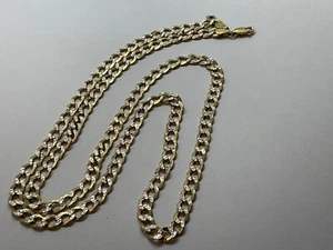 10K Solid Gold Cuban 2Tone Cuban Diamond Cut Chain Necklace 9.77G - Picture 1 of 6