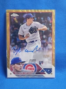 2023 TOPPS CHROME HAYDEN WESNESKI GOLD WAVE AUTO ROOKIE RA-HW ๐ฅ 13/50 ๐ฅ CUBS - Picture 1 of 2