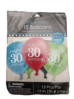30th Birthday Celebration Latex Balloons 12" Party Supplies Decoration 15ct  - Image 1 of 4