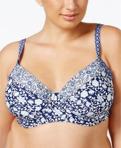 Jessica Simpson Blue Floral-Print Bikini Top Separates Plus Size 0X - Picture 1 of 2