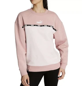 Puma Women's Fleece Sweatshirt Crew Neck Long Sleeve Size L Pink - Picture 1 of 10