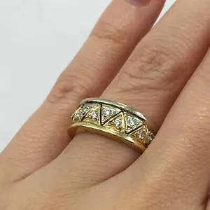 0,35 ct runder Brillantschliff Diamant Chevron rechte Hand Ring in 14k Gold F-G VS2 - Bild 1 von 5