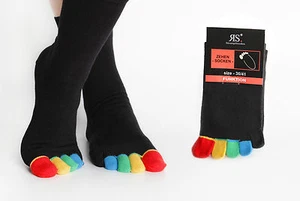 10 PAAR ZEHENSOCKEN SCHWARZ BUNTE ZEHEN - Bild 1 von 1
