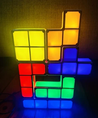 Tetris Stackable Lamp Multicolor Moveable Blocks Night Light 7 Pc Puzzle-Tested - Image 1 of 4