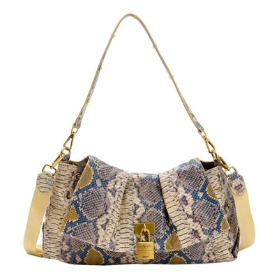 Sharif Legacy Leather Flap Handbag with Hang Lock - Blue Multi Python NWT - Image 1 of 4