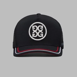G/Fore G4 Soutache Circle G schwarz weiß rot Tall Trucker Golf Mütze Kappe neu mit Etikett - Bild 1 von 7