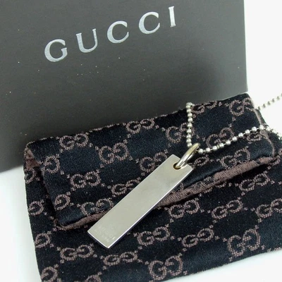 Authentic GUCCI Logo plate Necklace Silver925[Used] - Image 1 of 4