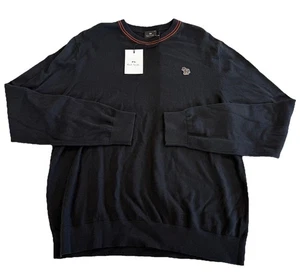 Paul Smith Zebra Knit Cotton Jumper Black Mens Size UK XXL New - Picture 1 of 8
