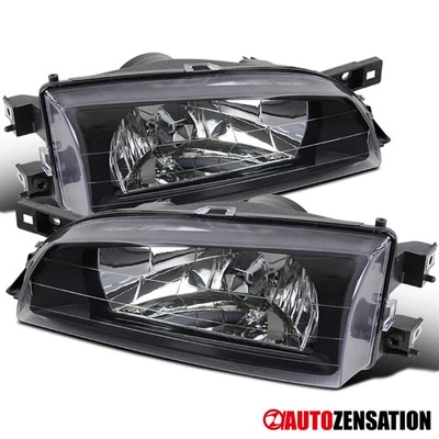 Fit 1995-2001 Subaru Impreza Black Headlights Headlamps Left+Right 97 98 99 00 - Image 1 of 4