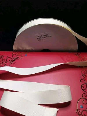 🎀NEW🎀   1"  50 Yard Spool Of high Quality Cream Colored Grosgrain Satin Ribbon - Image 1 of 4