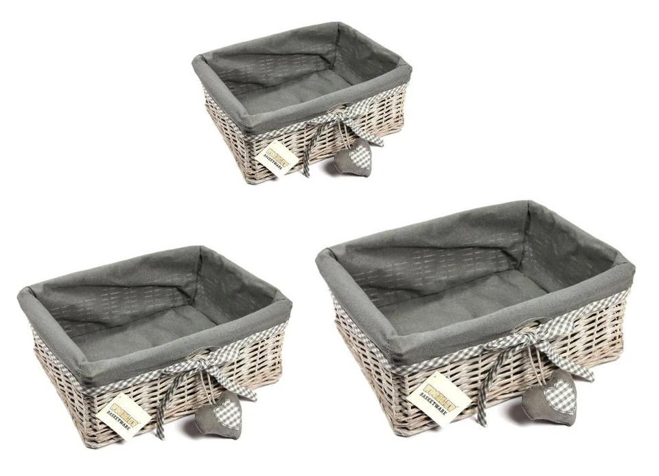 Grey Wicker Storage Shelve Hamper Basket - Small, Medium, Large or Set of 3 - Image 1 of 1