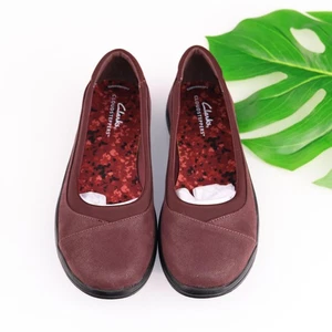 Clarks Cloudsteppers Damenschuhe Größe 6,5 W burgunderrot Breeze Ayla bequeme flache Schuhe - Bild 1 von 18