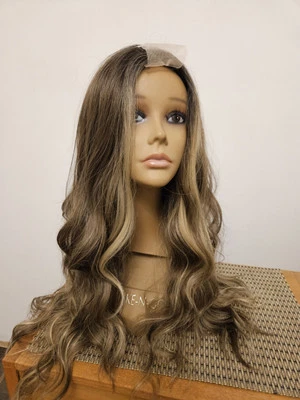 NUEVA PELUCA PELO ONDULADO MARRÓN MIXTO FRONTAL ENCAJE LARGO REFLEJOS  Foto 1 de 4