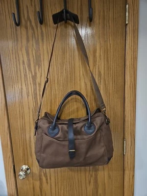 Canvas & Leather Messenger Bag Laptop Case Overnight Bag Tote J.Crew 15 X 12" - Image 1 of 4