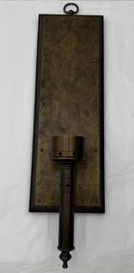 VTG 1  Wood And Brass Wall Sconce Candle Holders Retro Home Decoration - Picture 1 of 3