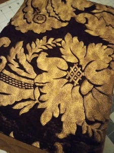 1 Yd 52 cm breit braun Blumen samtiger Stoff - Bild 1 von 4