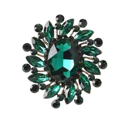 Broche prendedor con flores de diamantes de imitación para mujeres niñas prendedores de solapa de cristal esmeralda vintage Foto 1 de 4