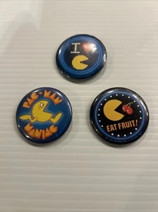 Pac-Man Vintage 1980er Jahre Pinback Buttons Markenzeichen 1982 - Bild 1 von 9