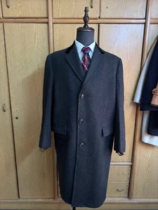 Vintage Burton Tailored bespoke Classic Wool gray Mens suit OverCoat 46R 48R - Picture 1 of 23