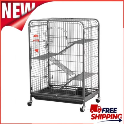 Multi Levels Rolling Large Ferret Cage 37-inch Pet Chinchilla Bunny Rabbits Cage - Image 1 of 4